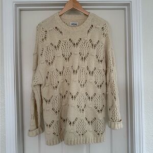 American Eagle Outfitters Beige Open-Knit Sweater
